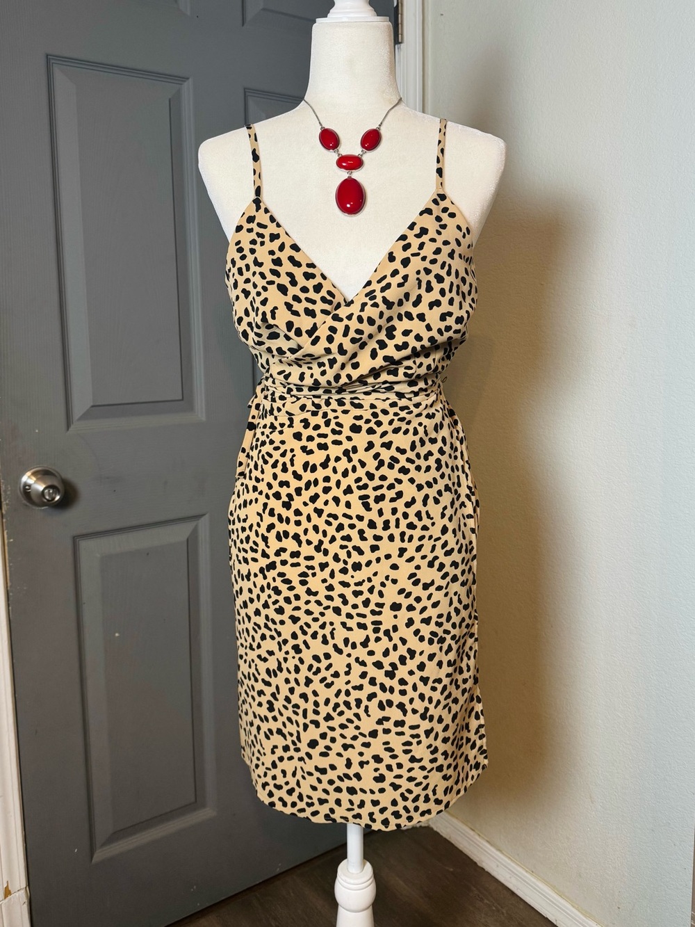 Cheetah Print Wrap Around Dress Medium